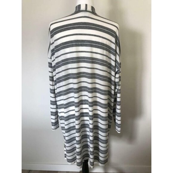 PURE JILL J.Jill Open Front Cardigan Tencel Size XL Getaway Jacket Gray Stripe - Picture 6 of 8
